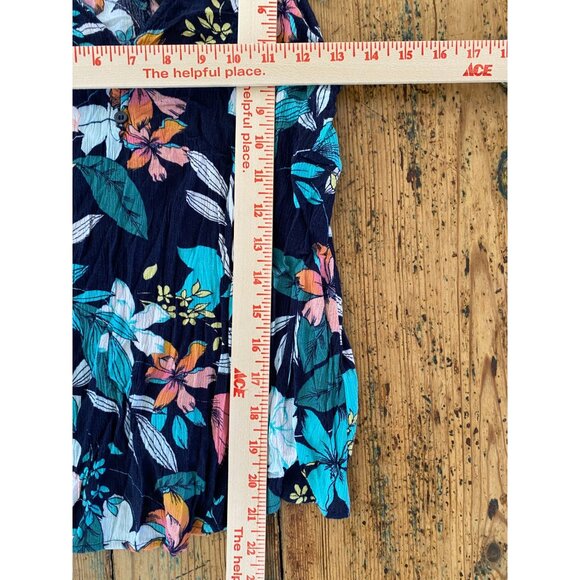 ANA A New Approach Floral Print Navy Sleeveless Top‎ With V-Neck XS Rayon - Picture 6 of 6